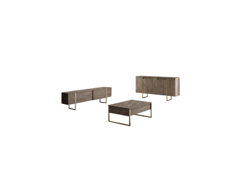 Luxe" wooden sideboard - 160 x 35 x 80 cm - Brown