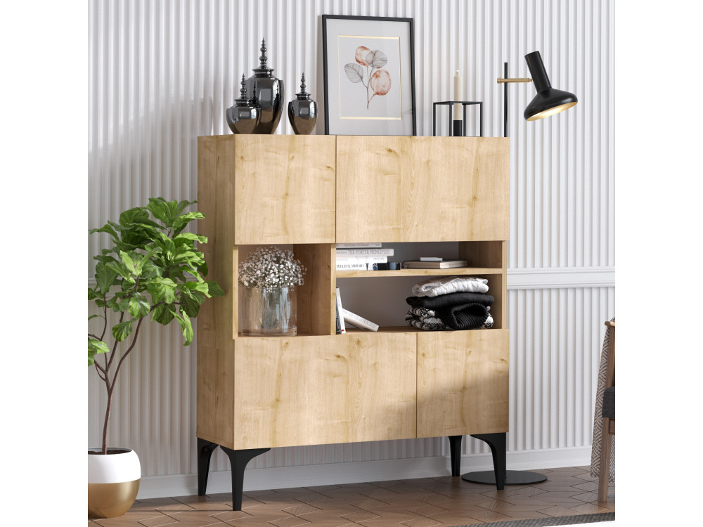 Krista" wooden sideboard - 100 x 35 x 125 cm - Sapphire Oak