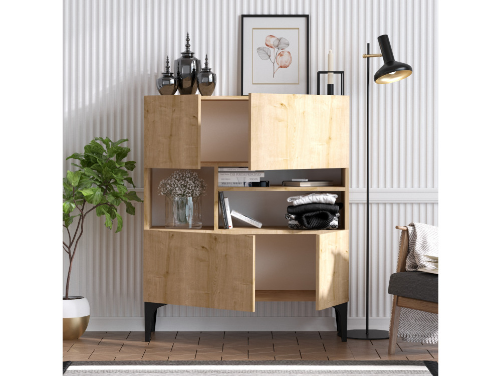 Krista" wooden sideboard - 100 x 35 x 125 cm - Sapphire Oak