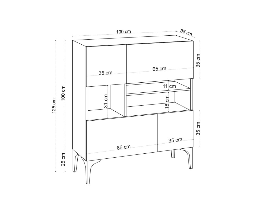 Krista" wooden sideboard - 100 x 35 x 125 cm - Sapphire Oak
