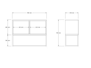 Zermat" wooden sideboard - 90 x 34 x 70 cm - Travertine
