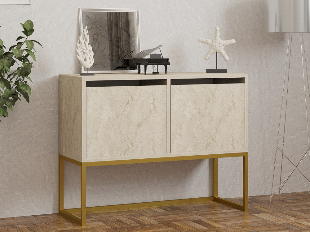 Zermat" wooden sideboard - 90 x 34 x 70 cm - Travertine