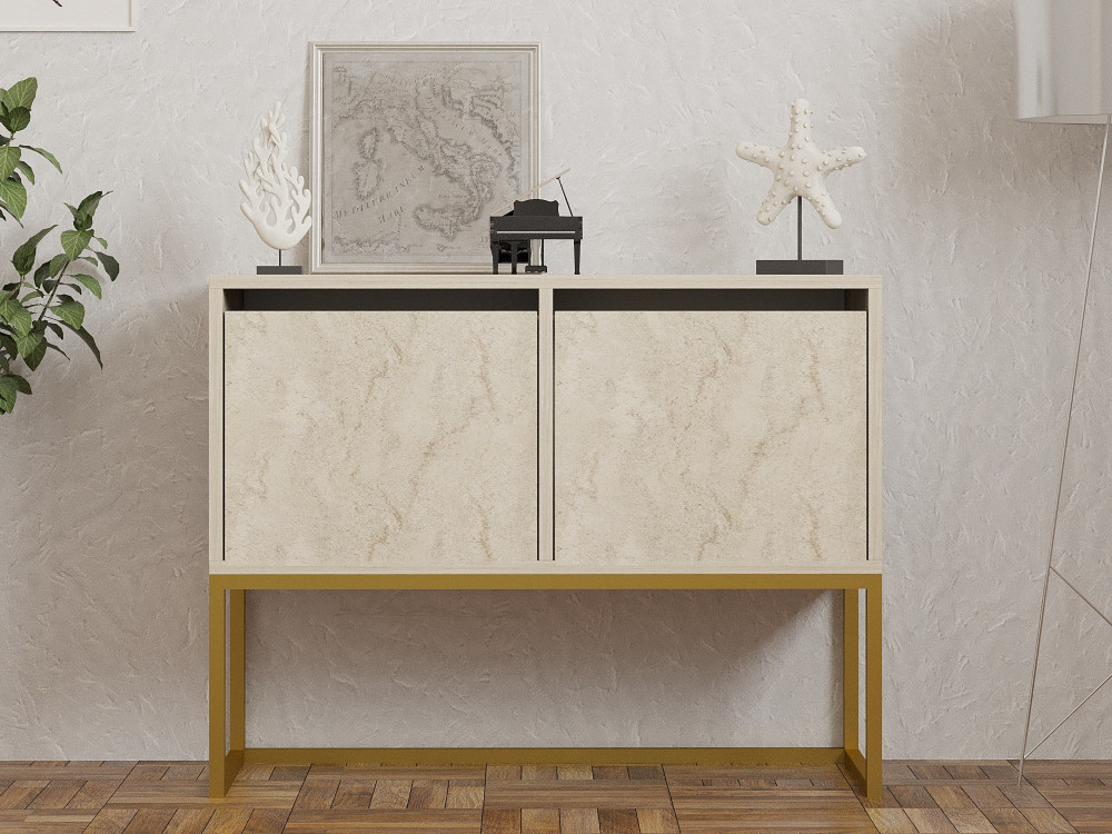Zermat" wooden sideboard - 90 x 34 x 70 cm - Travertine