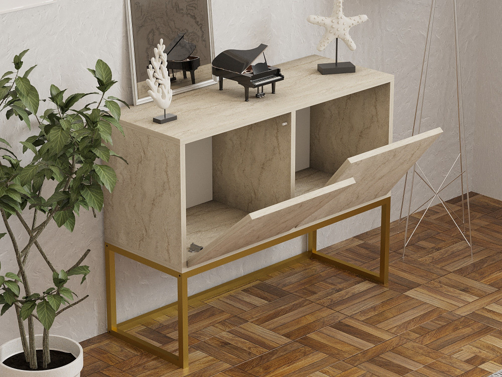 Zermat" wooden sideboard - 90 x 34 x 70 cm - Travertine