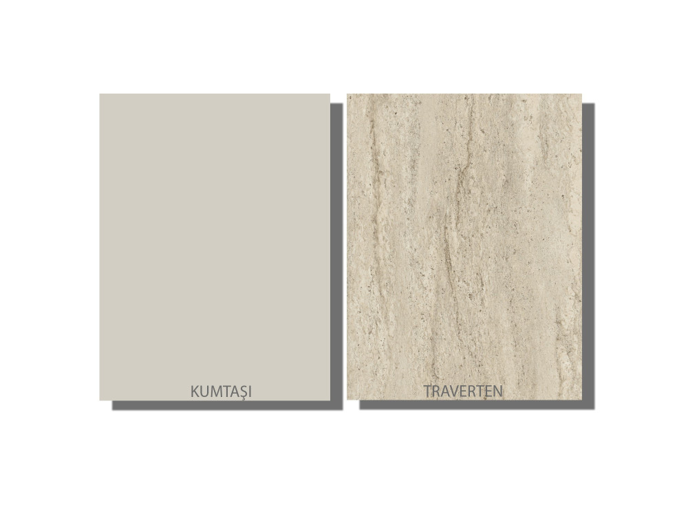 Veyron" wooden sideboard - 180 x 46 x 75 cm - Travertine, Sandstone