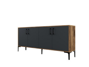 Kiev" wooden sideboard - 180 x 35 x 78 cm - Anthracite grey