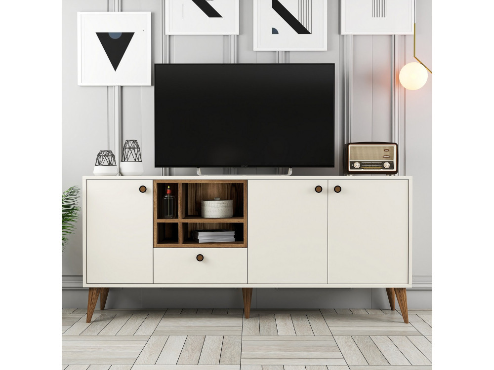 Napoli" wooden sideboard - 180 x 35 x 81 cm - Cream