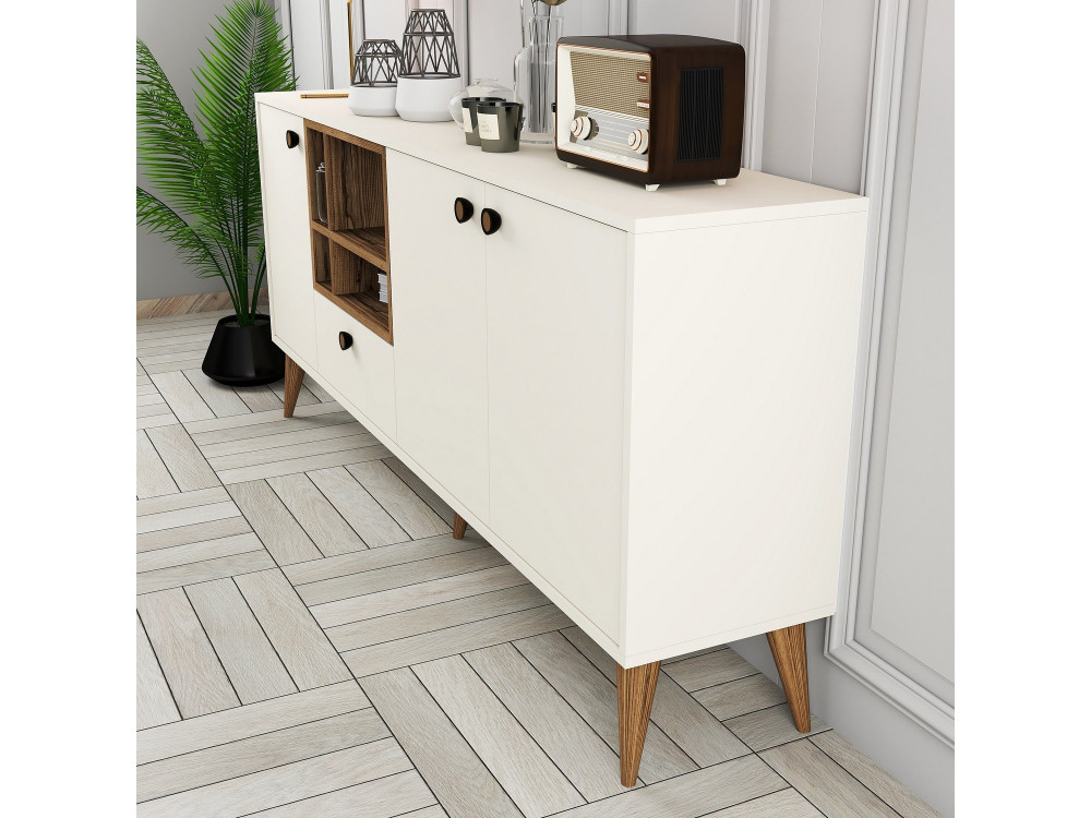 Napoli" wooden sideboard - 180 x 35 x 81 cm - Cream