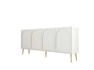 Lyon" wooden sideboard - 180 x 35 x 80 cm - Cream, Gold