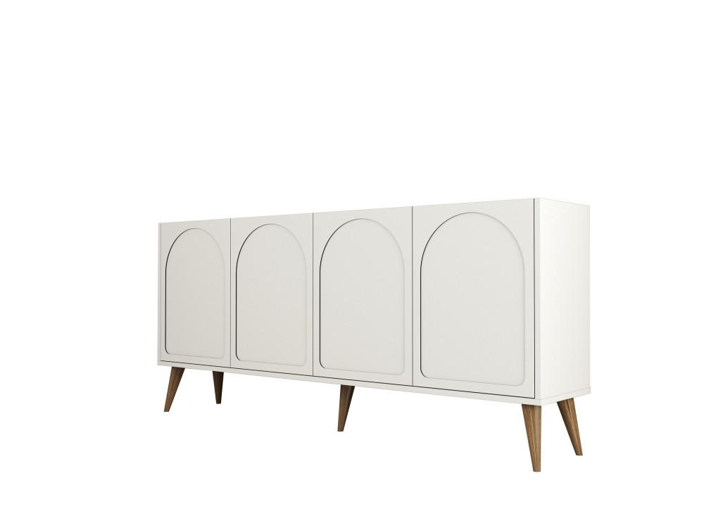 Lyon" wooden sideboard - 180 x 35 x 81 cm - Cream, Walnut
