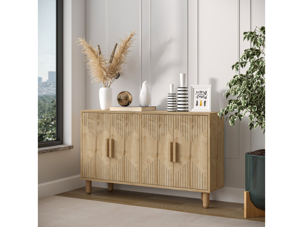 Roger" wooden sideboard - 120 x 29 x 73 cm - Sapphire Oak