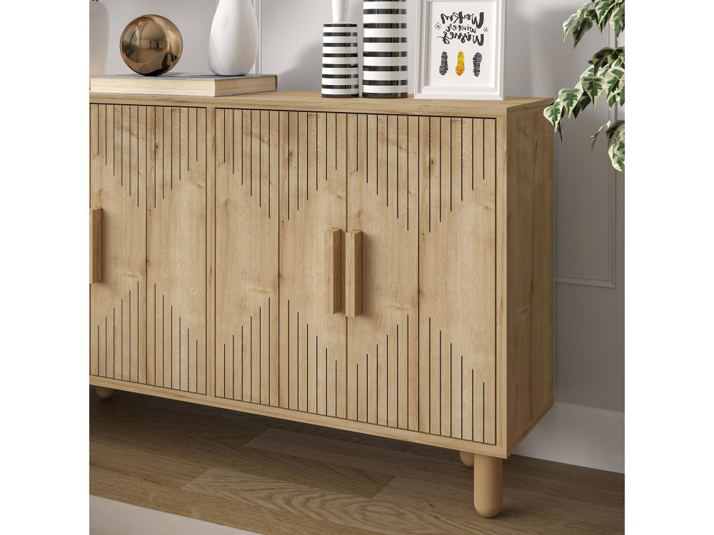 Roger" wooden sideboard - 120 x 29 x 73 cm - Sapphire Oak