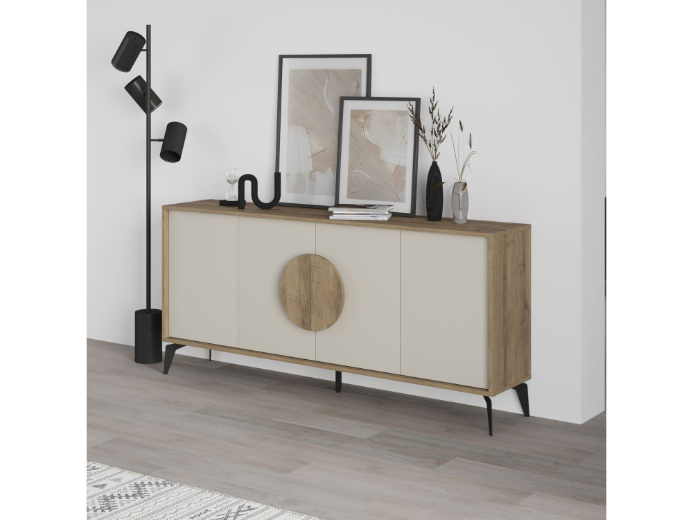 Gora Wide" wooden sideboard - 180 x 36 x 82 cm - Cream