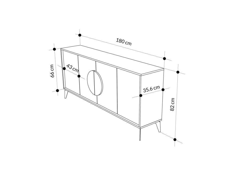 Gora Wide" wooden sideboard - 180 x 36 x 82 cm - Cream