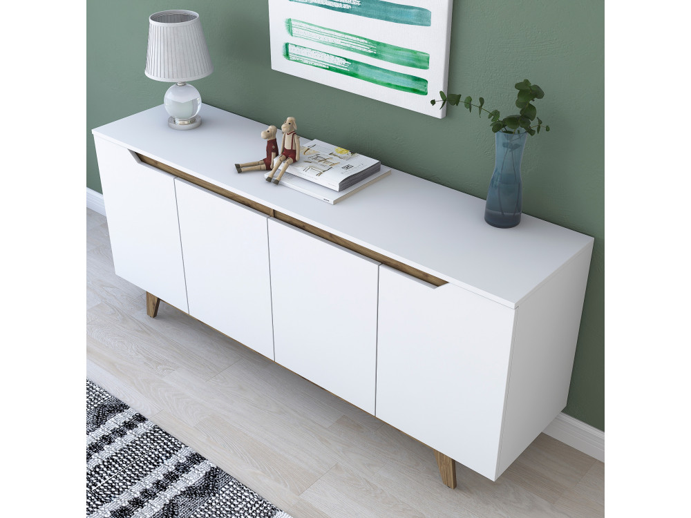 Gondol" wooden sideboard - 180 x 45 x 79 cm - White