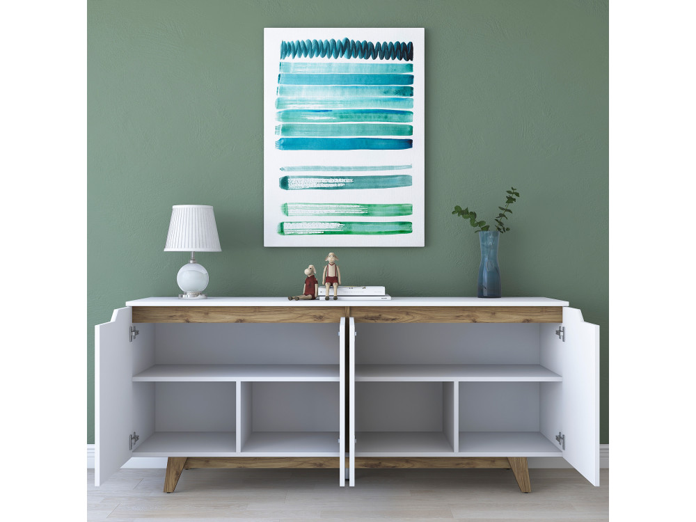 Gondol" wooden sideboard - 180 x 45 x 79 cm - White