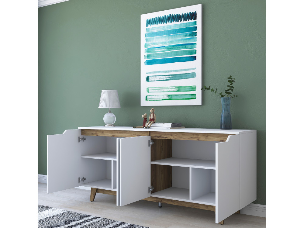 Gondol" wooden sideboard - 180 x 45 x 79 cm - White