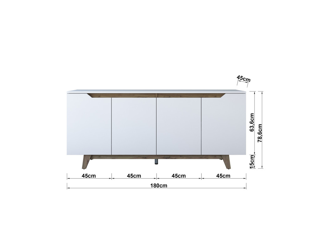 Gondol" wooden sideboard - 180 x 45 x 79 cm - White