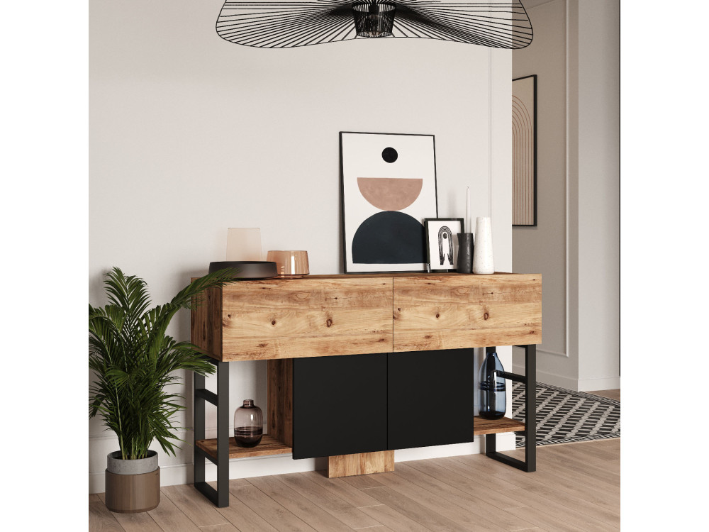 Mel" wooden sideboard - 140 x 43 x 84 cm - Beige