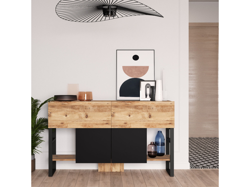 Mel" wooden sideboard - 140 x 43 x 84 cm - Beige