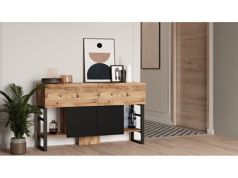 Mel" wooden sideboard - 140 x 43 x 84 cm - Beige
