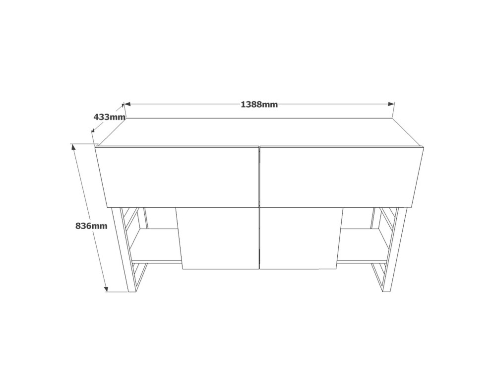 Mel" wooden sideboard - 140 x 43 x 84 cm - Beige