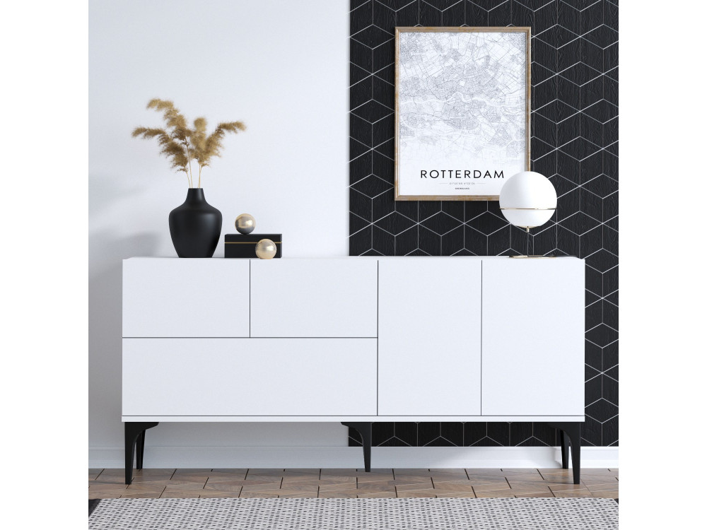 Ginny" wooden sideboard - 150 x 35 x 75 cm - White