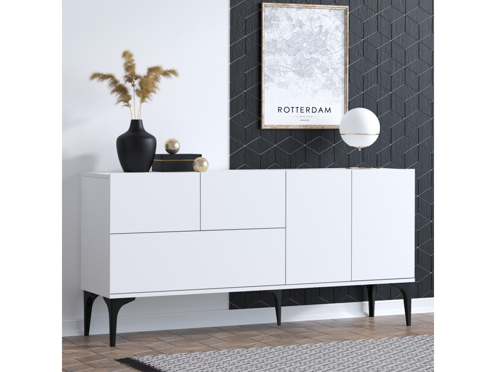 Ginny" wooden sideboard - 150 x 35 x 75 cm - White