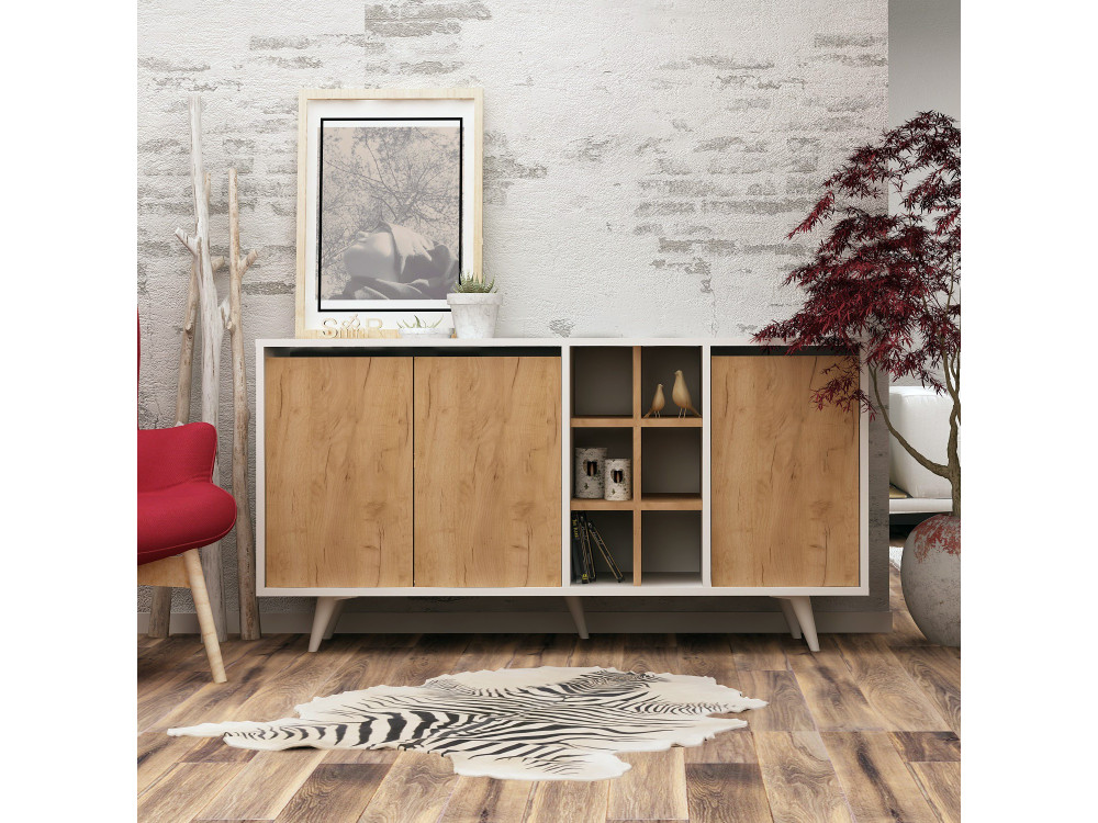 Prava" wooden sideboard - 140 x 40 x 86 cm - Brown