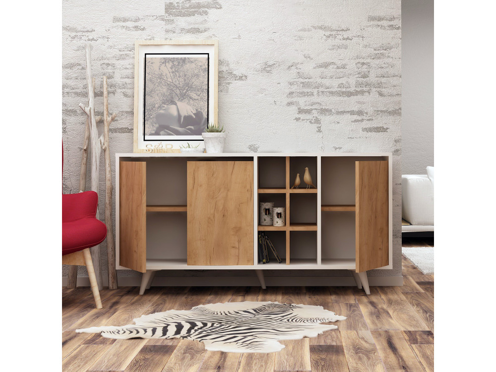 Prava" wooden sideboard - 140 x 40 x 86 cm - Brown