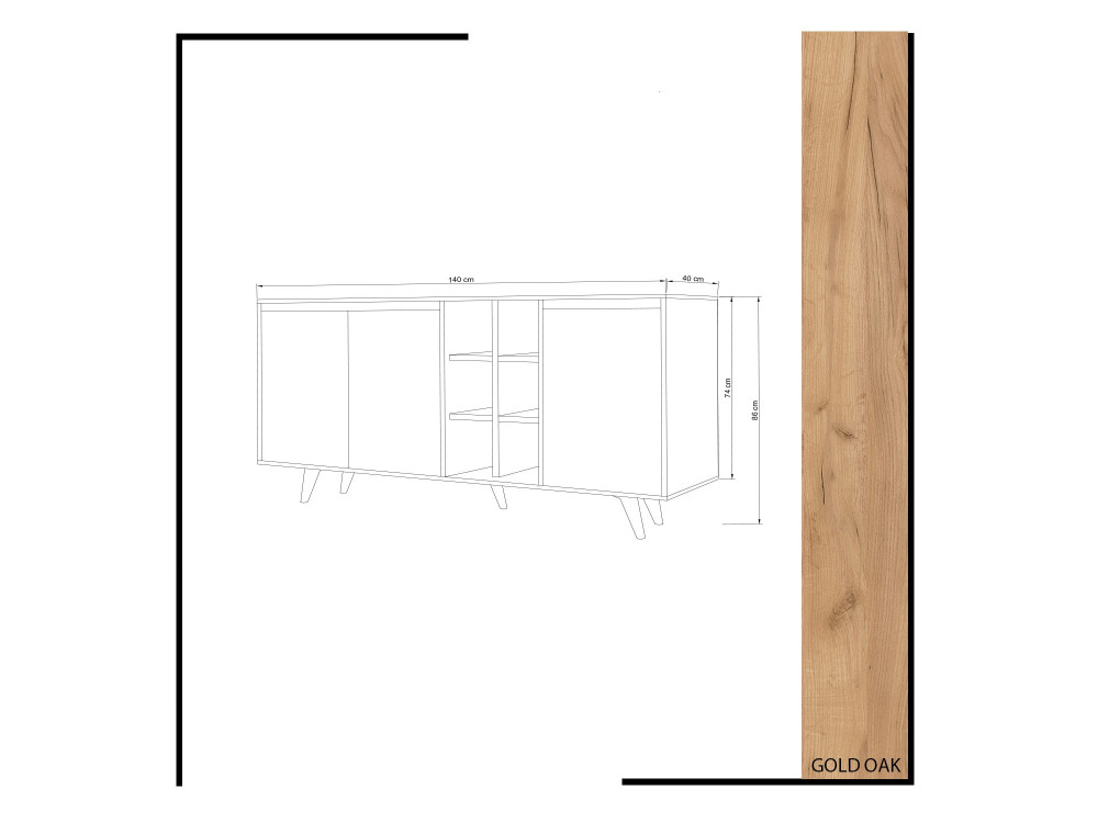Prava" wooden sideboard - 140 x 40 x 86 cm - Brown