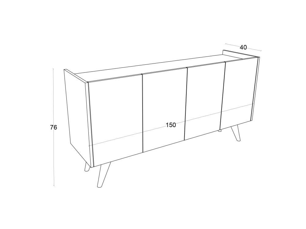 Pekin" wooden sideboard - 150 x 40 x 76 cm - Brown