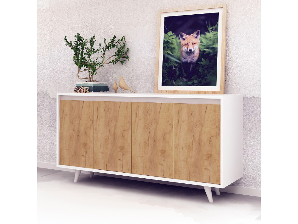 Nossa" wooden sideboard - 140 x 40 x 86 cm - Brown