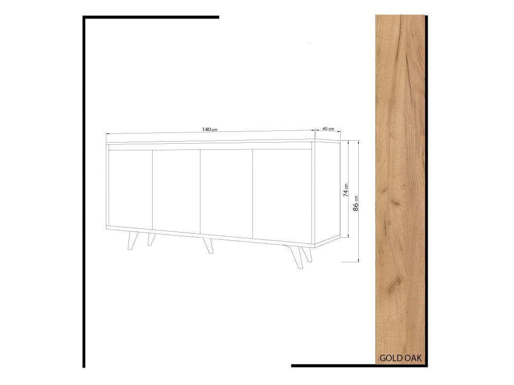 Nossa" wooden sideboard - 140 x 40 x 86 cm - Brown