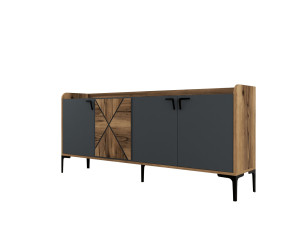 Venedik" wooden sideboard - 180 x 35 x 78 cm - Anthracite grey