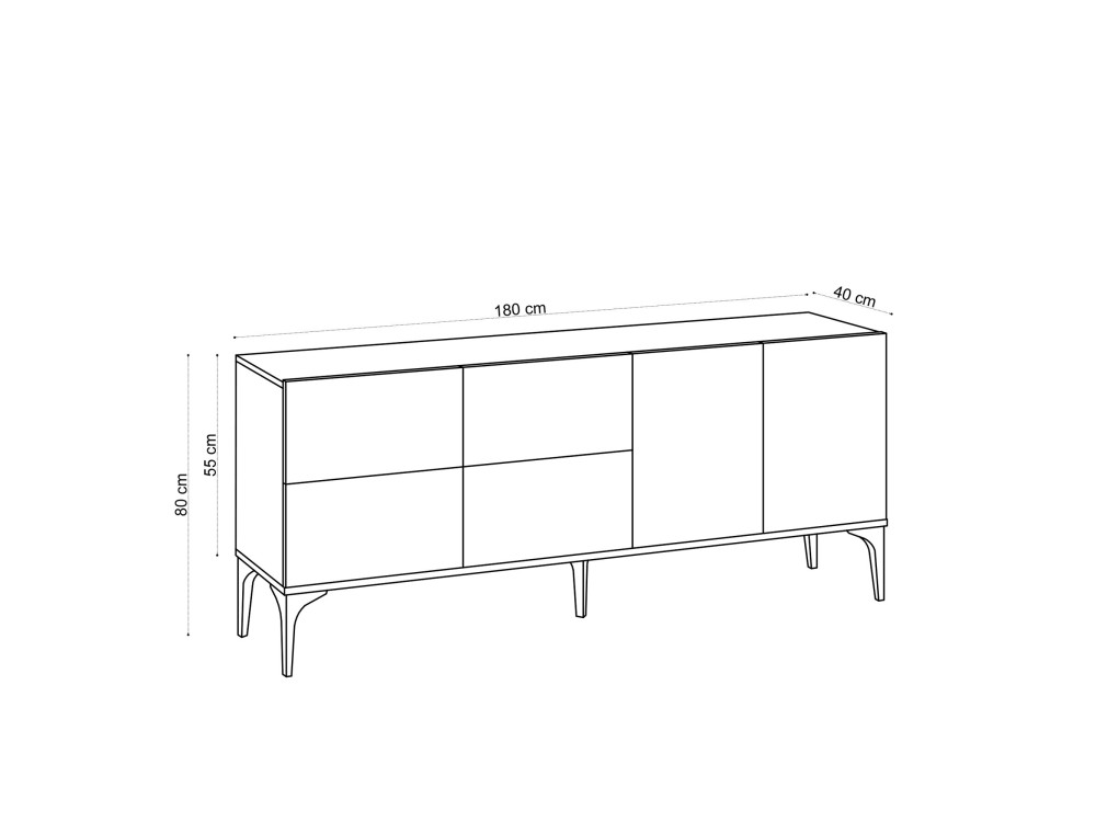 Laika" wooden sideboard - 180 x 40 x 80 cm - Beige