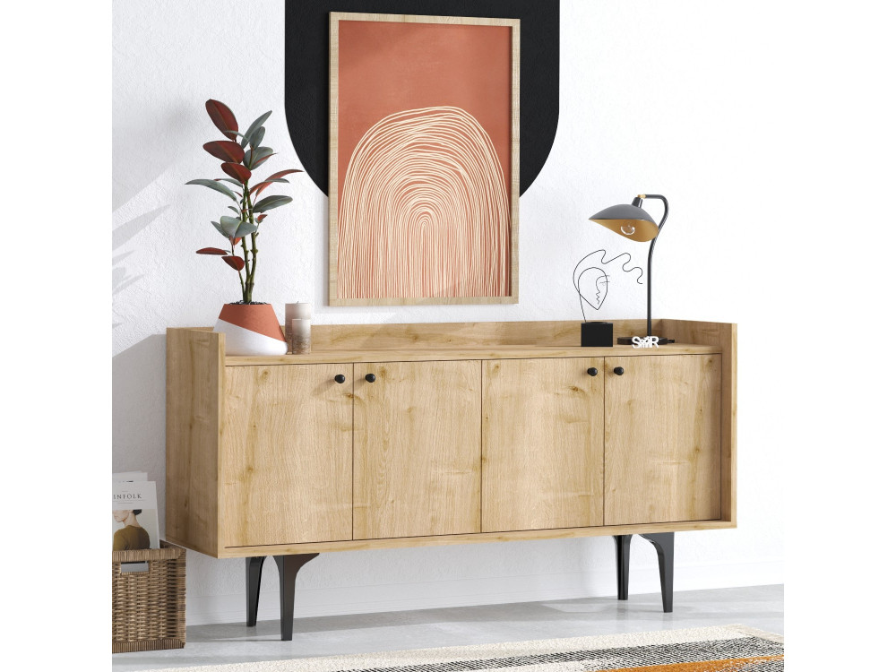 Navi" wooden sideboard - 150 x 40 x 80 cm - Beige