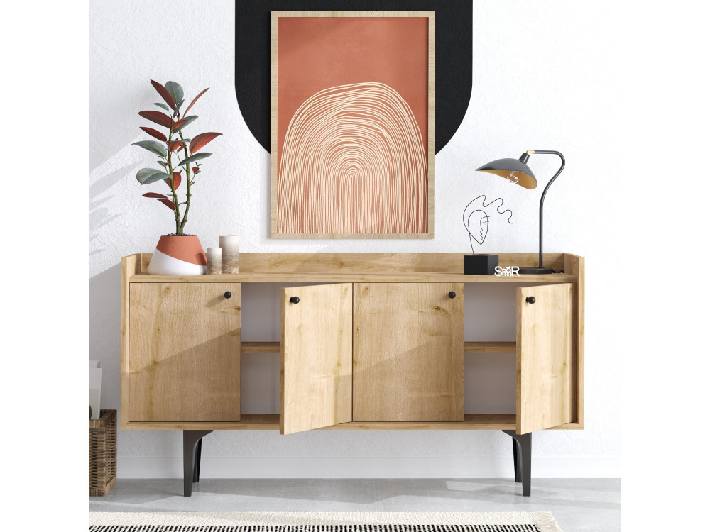 Navi" wooden sideboard - 150 x 40 x 80 cm - Beige