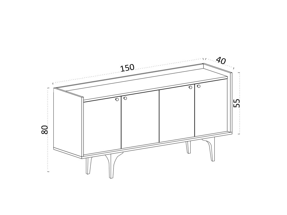 Navi" wooden sideboard - 150 x 40 x 80 cm - Beige