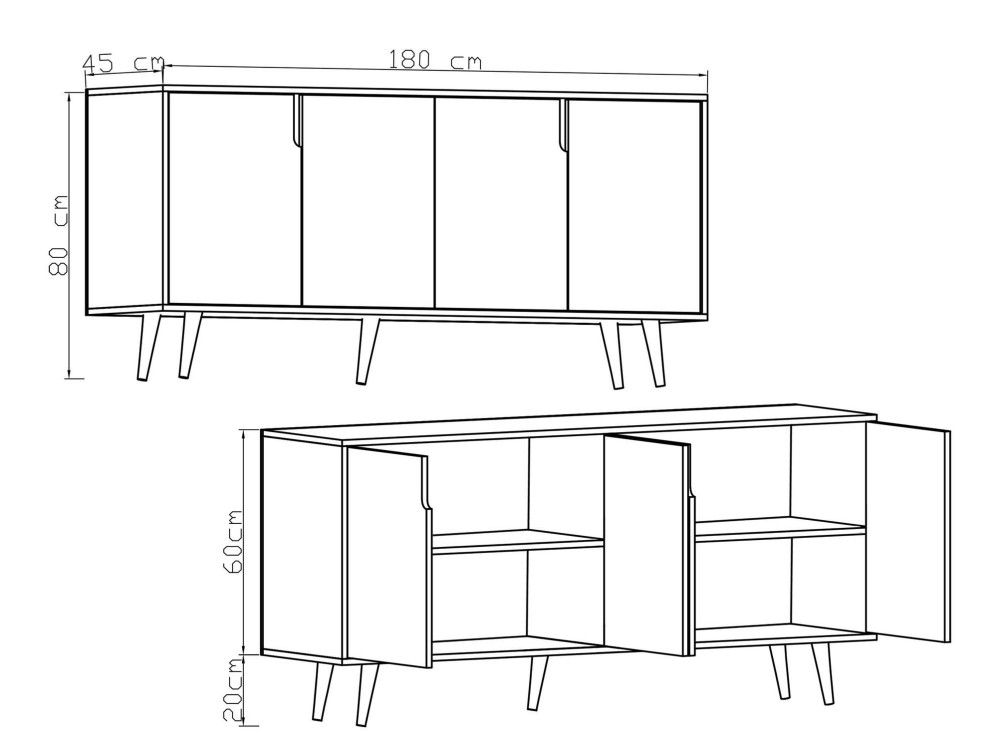 Latina" wooden sideboard - 180 x 45 x 80 cm - Brown