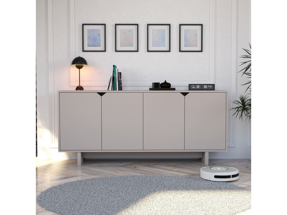 Oz" wooden sideboard - 180 x 40 x 81 cm - Beige