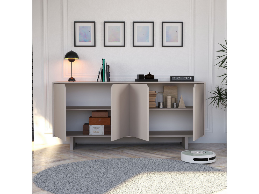 Oz" wooden sideboard - 180 x 40 x 81 cm - Beige