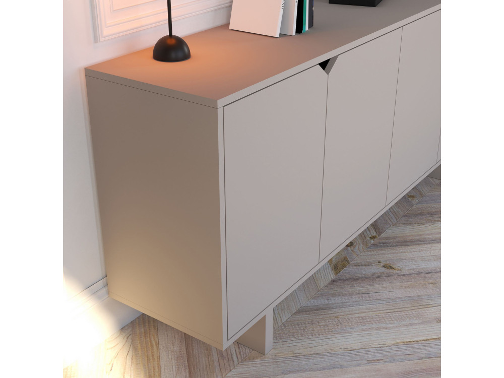 Oz" wooden sideboard - 180 x 40 x 81 cm - Beige