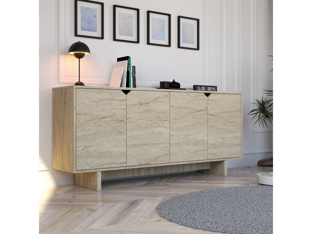 Turan" wooden sideboard - 180 x 40 x 81 cm - Travertine