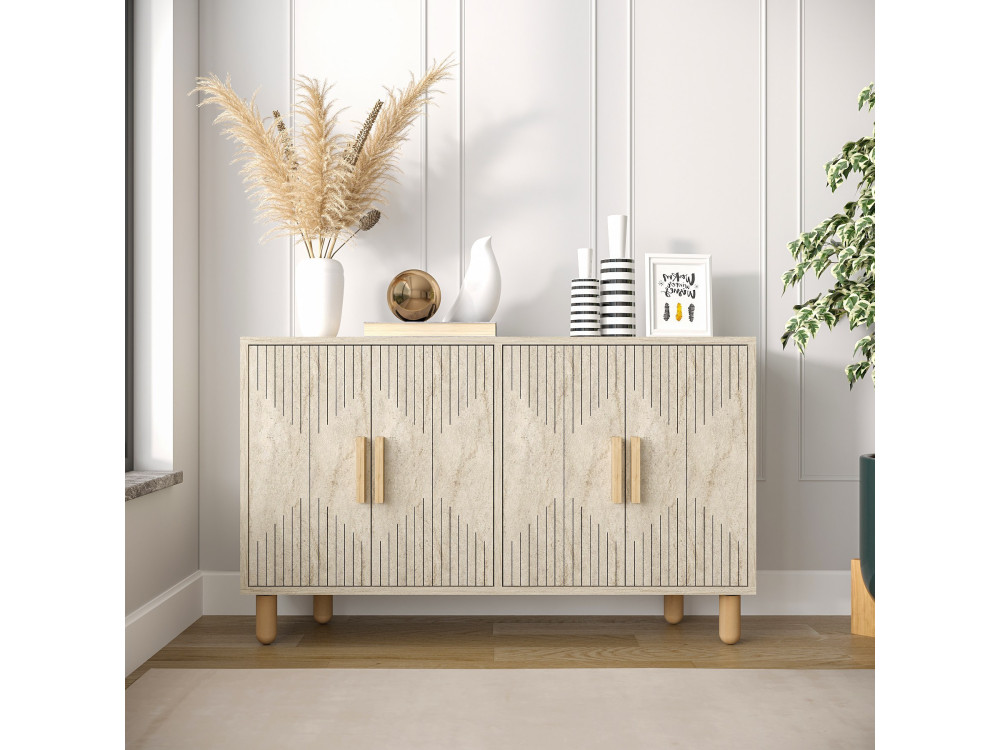 Roger" wooden sideboard - 120 x 30 x 74 cm - Travertine