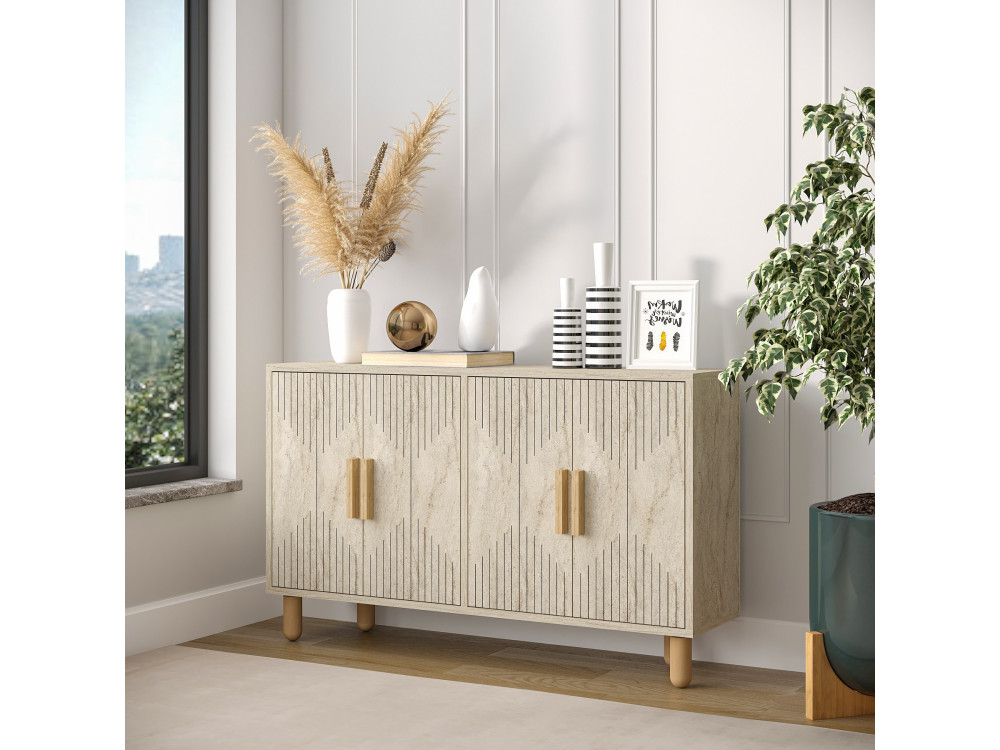 Roger" wooden sideboard - 120 x 30 x 74 cm - Travertine