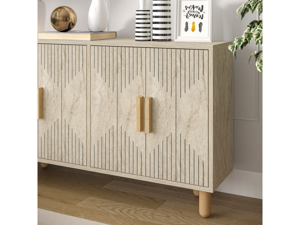 Roger" wooden sideboard - 120 x 30 x 74 cm - Travertine