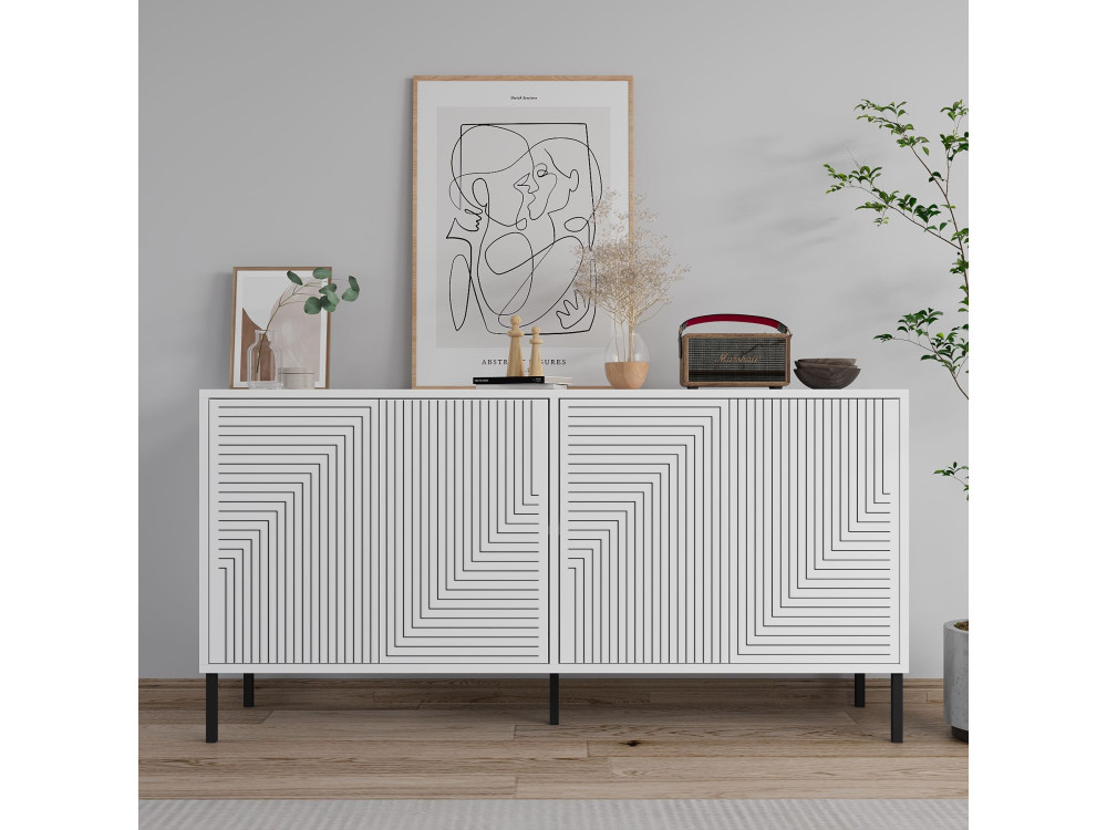 Evolet" wooden sideboard - 150 x 36 x 75 cm - White