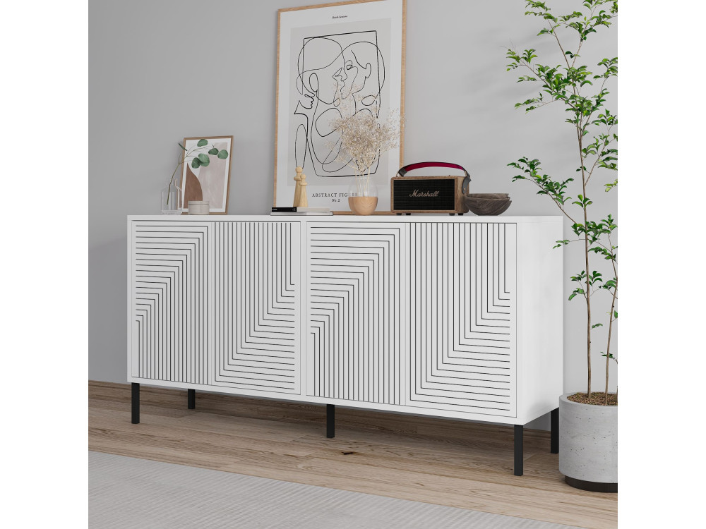 Evolet" wooden sideboard - 150 x 36 x 75 cm - White