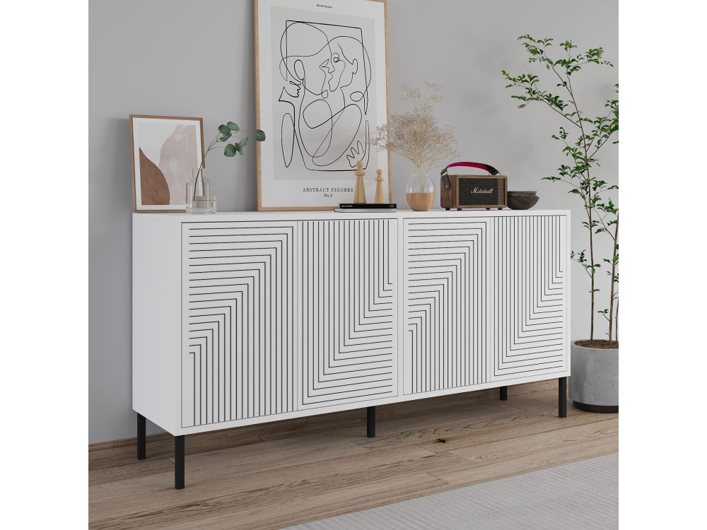 Evolet" wooden sideboard - 150 x 36 x 75 cm - White